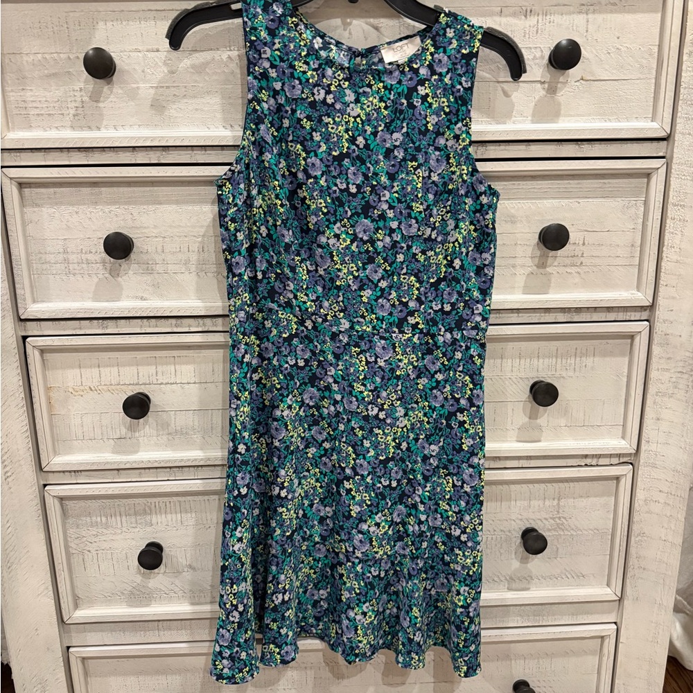 LOFT Floral Mini Dress - Blue and Green